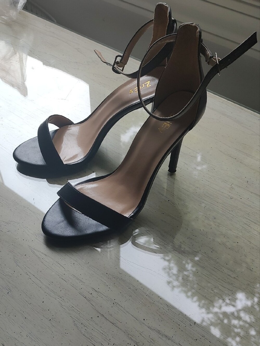 Minimalist Black Ankle-Strap Stiletto Heels for Women